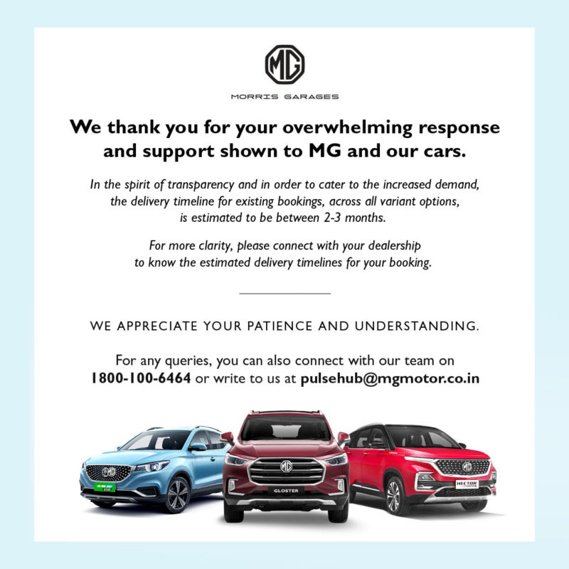 Important announcement for bookings and deliveries